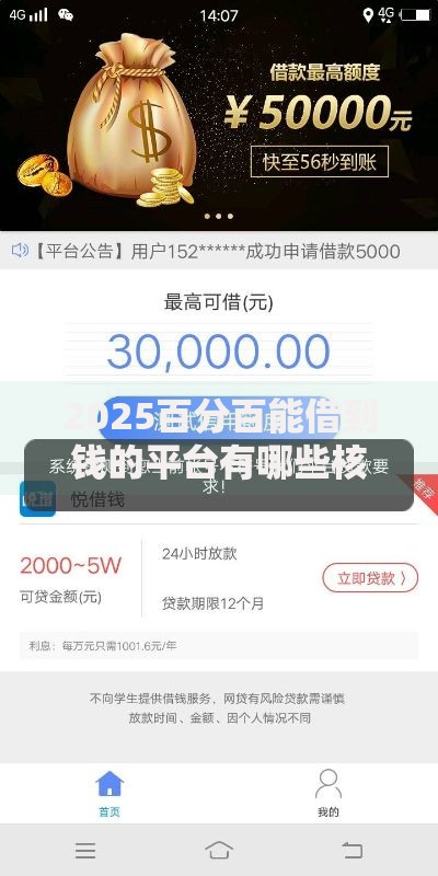 2025百分百能借到钱的平台有哪些核心优势