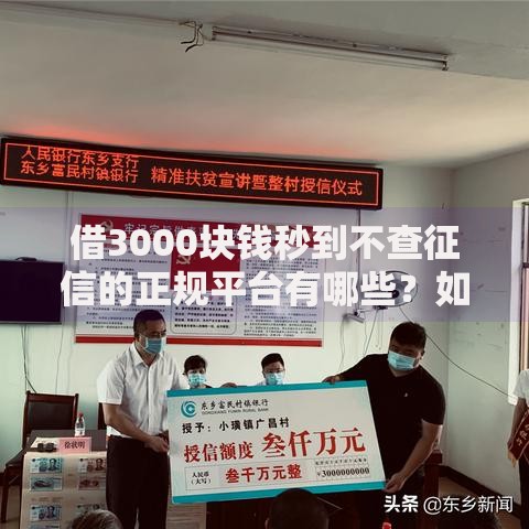 借3000块钱秒到不查征信的正规平台有哪些？如何快速申请
