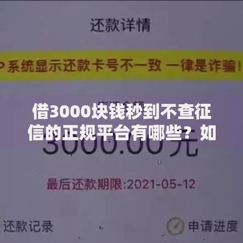 借3000块钱秒到不查征信的正规平台有哪些？如何快速申请