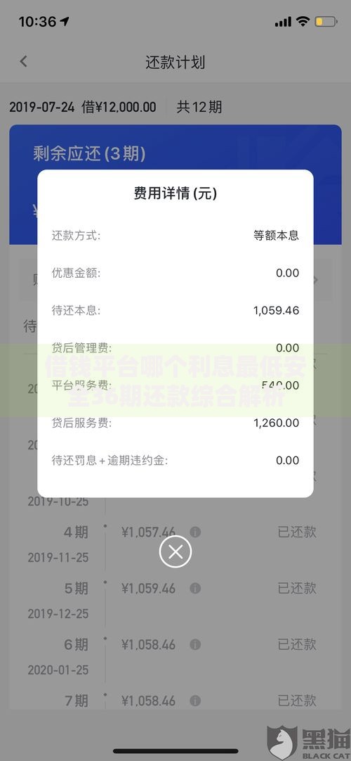 借钱平台哪个利息最低安全36期还款综合解析