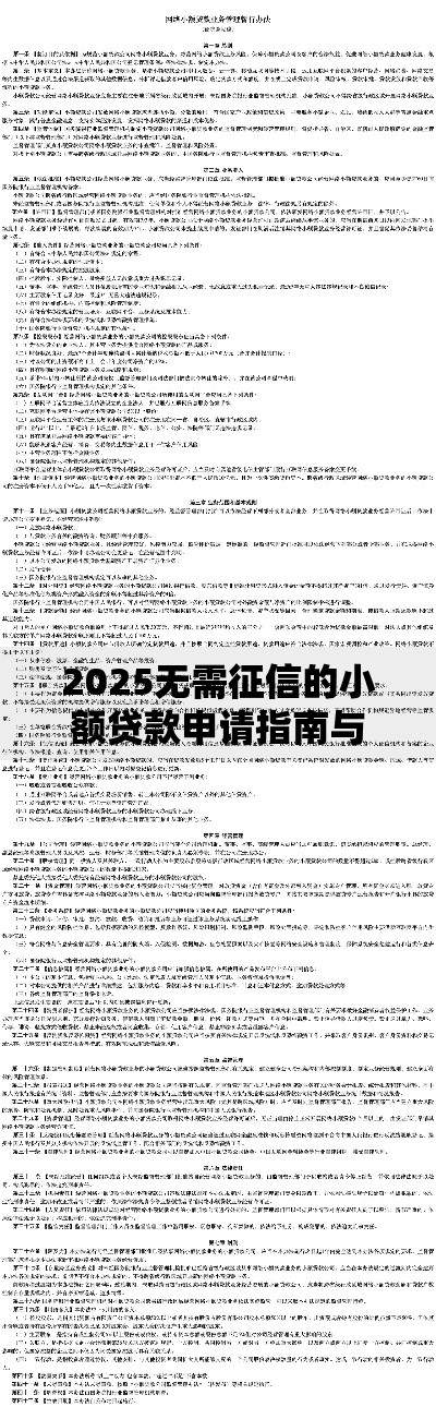 2025无需征信的小额贷款申请指南与风险解析