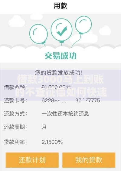 借款3000马上到账的不查征信如何快速申请？详解低门槛放款流程