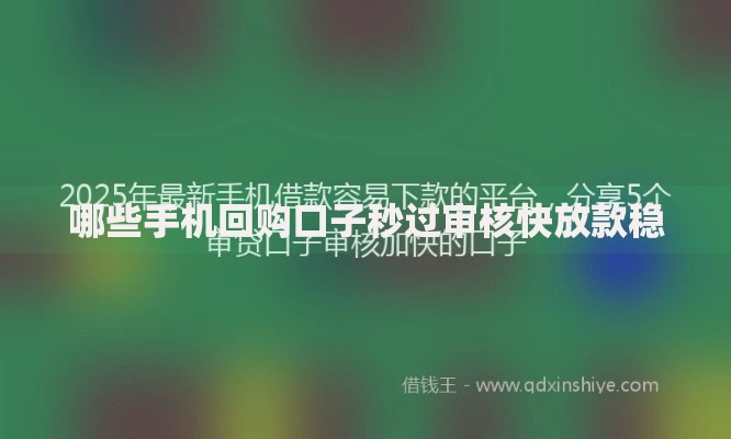 哪些手机回购口子秒过审核快放款稳