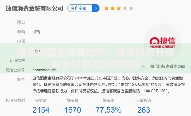 南京捷信业务新动态：贷款服务升级与合规管理深度解析