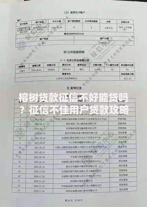 榕树贷款征信不好能贷吗？征信不佳用户贷款攻略解析