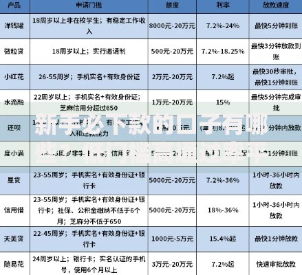 新手必下款的口子有哪些？低门槛高通过率平台解析