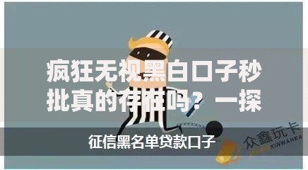 疯狂无视黑白口子秒批真的存在吗？一探究竟