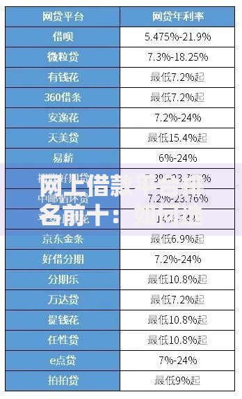 网上借款平台排名前十：如何选择安全低息渠道？