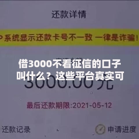 借3000不看征信的口子叫什么？这些平台真实可靠吗