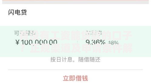 有没有工资能贷款的口子？正规渠道及申请条件解析