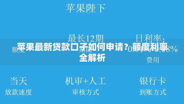 苹果最新贷款口子如何申请？额度利率全解析