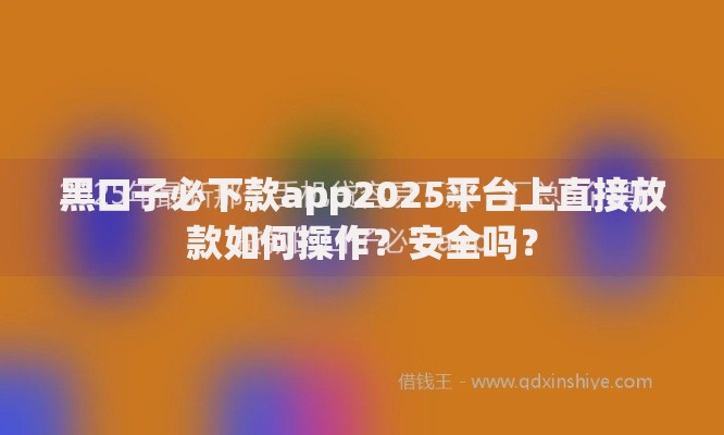 黑口子必下款app2025平台上直接放款如何操作？安全吗？