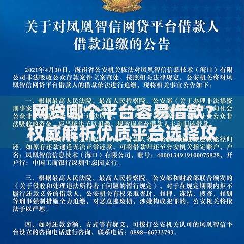 网贷哪个平台容易借款？权威解析优质平台选择攻略
