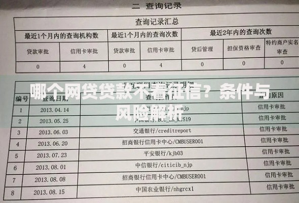 哪个网贷贷款不看征信？条件与风险解析