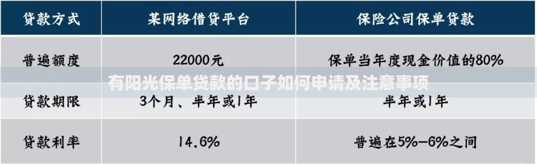 有阳光保单贷款的口子如何申请及注意事项