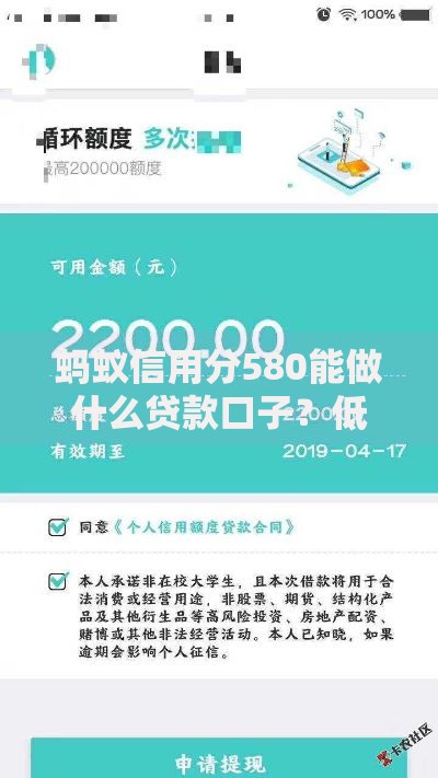 蚂蚁信用分580能做什么贷款口子？低分用户贷款渠道解析