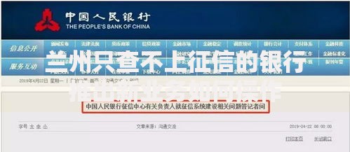 兰州只查不上征信的银行推出新业务如何操作