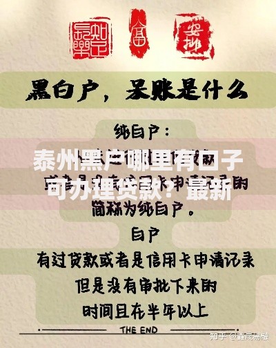 泰州黑户哪里有口子可办理贷款？最新渠道解析
