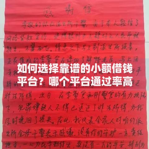 如何选择靠谱的小额借钱平台？哪个平台通过率高？全解析
