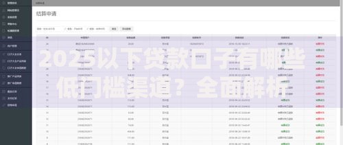 2025以下贷款口子有哪些低门槛渠道？全面解析