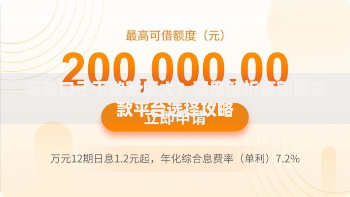 哪些口子下款额度大？深度解析高额度贷款平台选择攻略