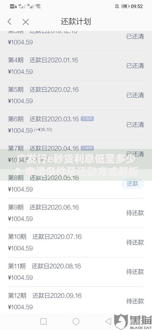 广发行e秒贷利息低至多少？申请条件及还款方式解析