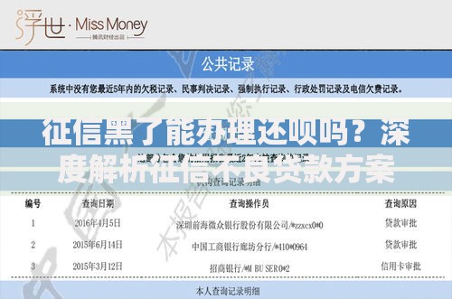征信黑了能办理还呗吗？深度解析征信不良贷款方案