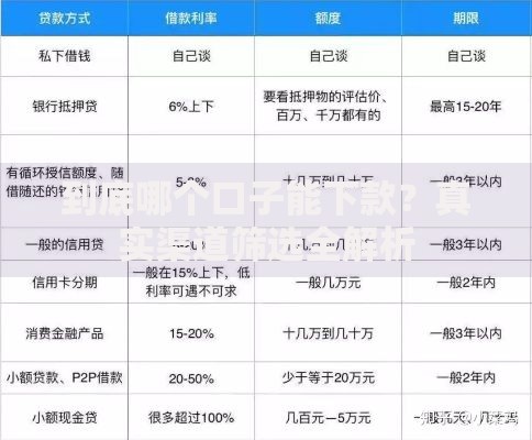 到底哪个口子能下款？真实渠道筛选全解析