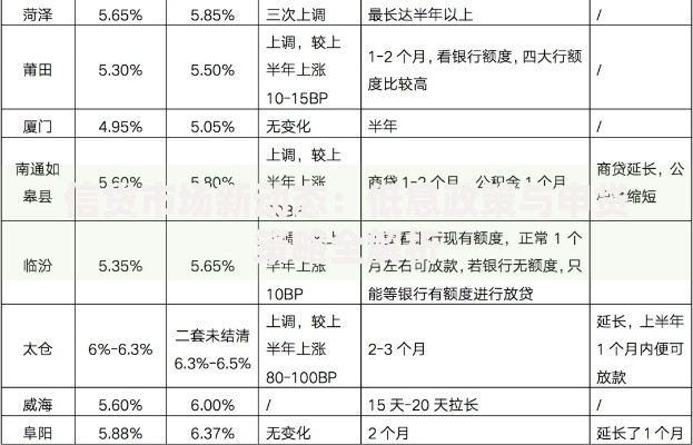 信贷市场新动态：低息政策与申贷策略全解析