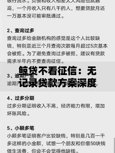 鲸贷不看征信：无记录贷款方案深度解析