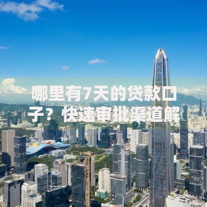 哪里有7天的贷款口子？快速审批渠道解析