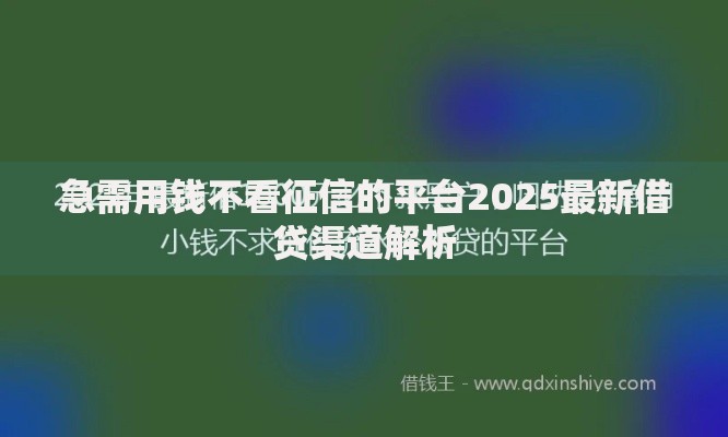 急需用钱不看征信的平台2025最新借贷渠道解析