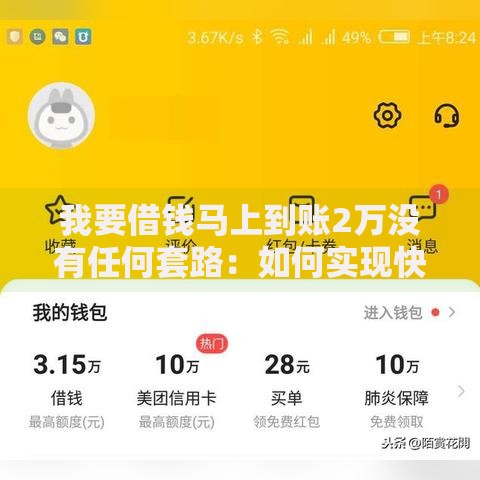 我要借钱马上到账2万没有任何套路：如何实现快速放款无风险？