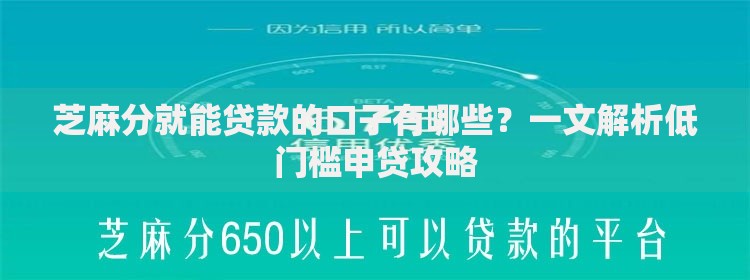 芝麻分就能贷款的口子有哪些？一文解析低门槛申贷攻略