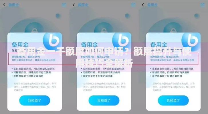备用金一千额度如何申请？额度提升与使用技巧全解析