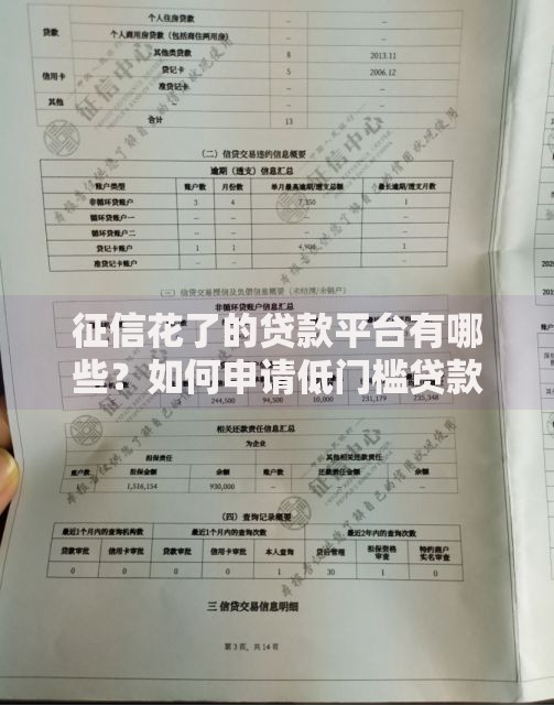 征信花了的贷款平台有哪些？如何申请低门槛贷款