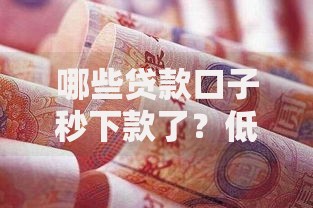 哪些贷款口子秒下款了？低门槛高效渠道深度解析
