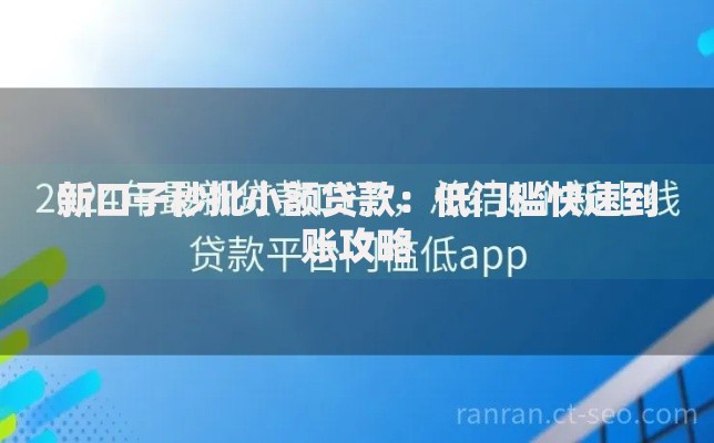 新口子秒批小额贷款:低门槛快速到账攻略 新口子秒批小额贷款:低门槛快速到账攻略