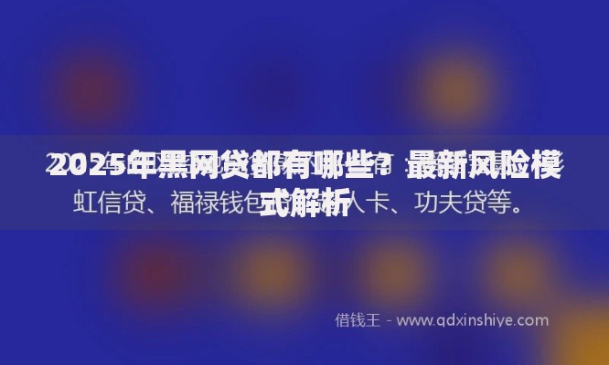 2025年黑网贷都有哪些？最新风险模式解析