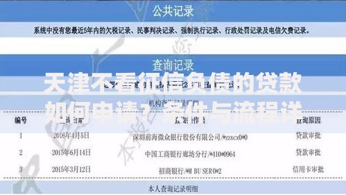 天津不看征信负债的贷款如何申请？条件与流程详解