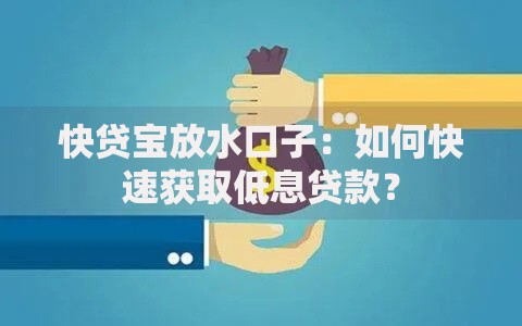 快贷宝放水口子:如何快速获取低息贷款? 快贷宝放水口子:如何快速获取低息贷款?