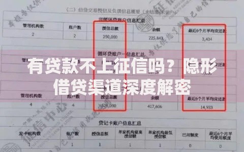 有贷款不上征信吗？隐形借贷渠道深度解密