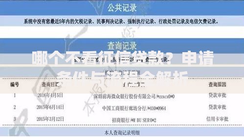哪个不看征信贷款？申请条件与流程全解析