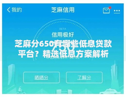 芝麻分650有哪些低息贷款平台？精选低息方案解析