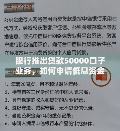 银行推出贷款50000口子业务，如何申请低息资金？
