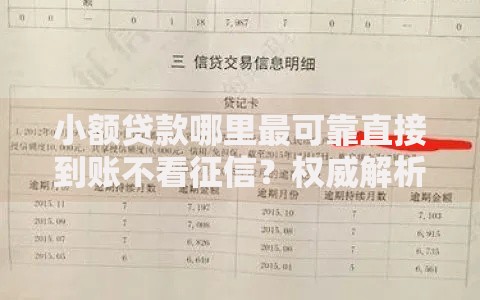 小额贷款哪里最可靠直接到账不看征信？权威解析攻略