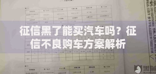 征信黑了能买汽车吗？征信不良购车方案解析