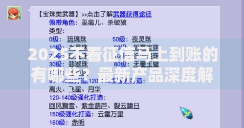 2025不看征信马上到账的有哪些？最新产品深度解析