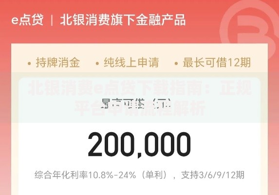 北银消费e点贷下载指南：正规平台申请流程解析