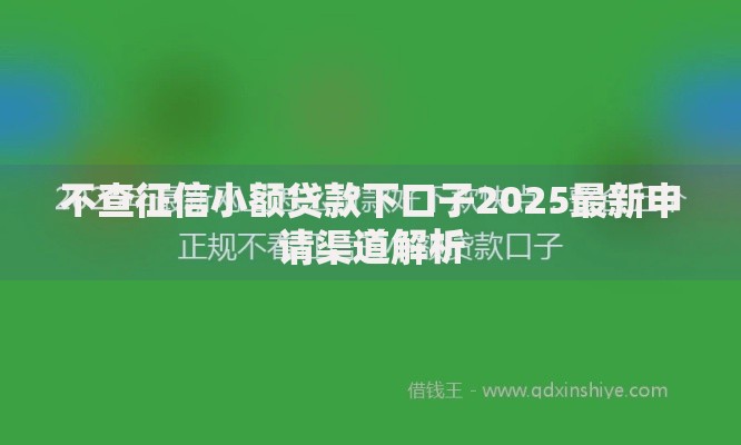 不查征信小额贷款下口子2025最新申请渠道解析